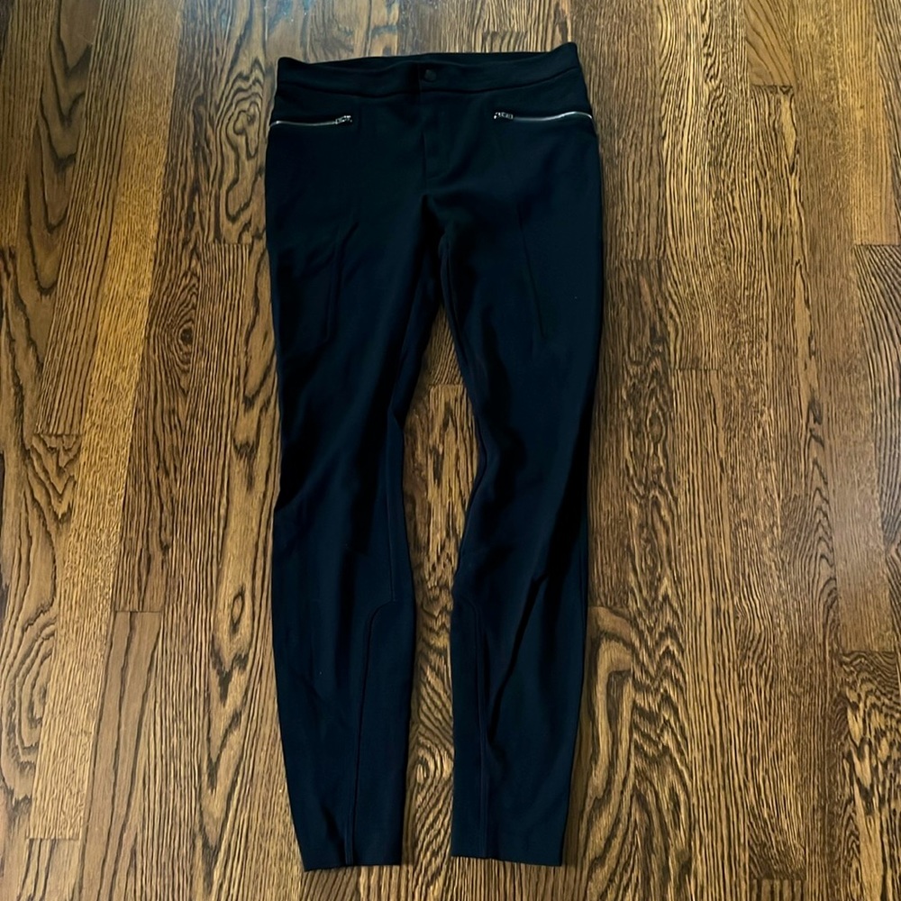 Athleta Moto Style Mid-Rise Black Leggings. Size 10 TALL. Zip pockets